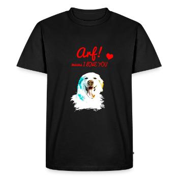 Arf means I love you - Maremmano - Men's Premium Organic T-Shirt - black - Front - Nico (187cm)