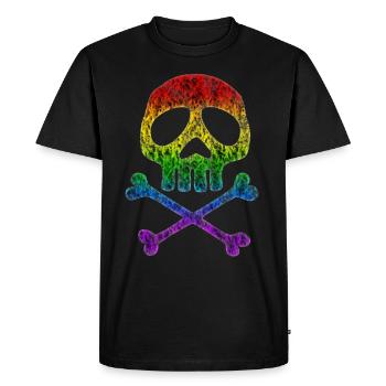 Skull pirate rainbow flag rainbow skull - Men's Premium Organic T-Shirt - black - Front - Nico (187cm)
