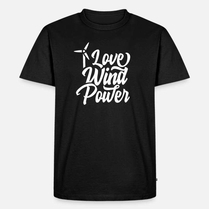 Windenergie - Männer Premium Bio T-Shirt - Schwarz