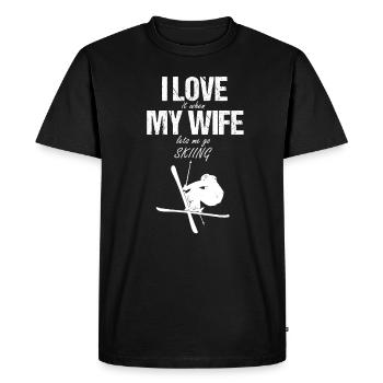 J'adore ma femme quand elle me laisse skier - T-shirt Premium bio Homme - noir - Devant - Nico (187cm)
