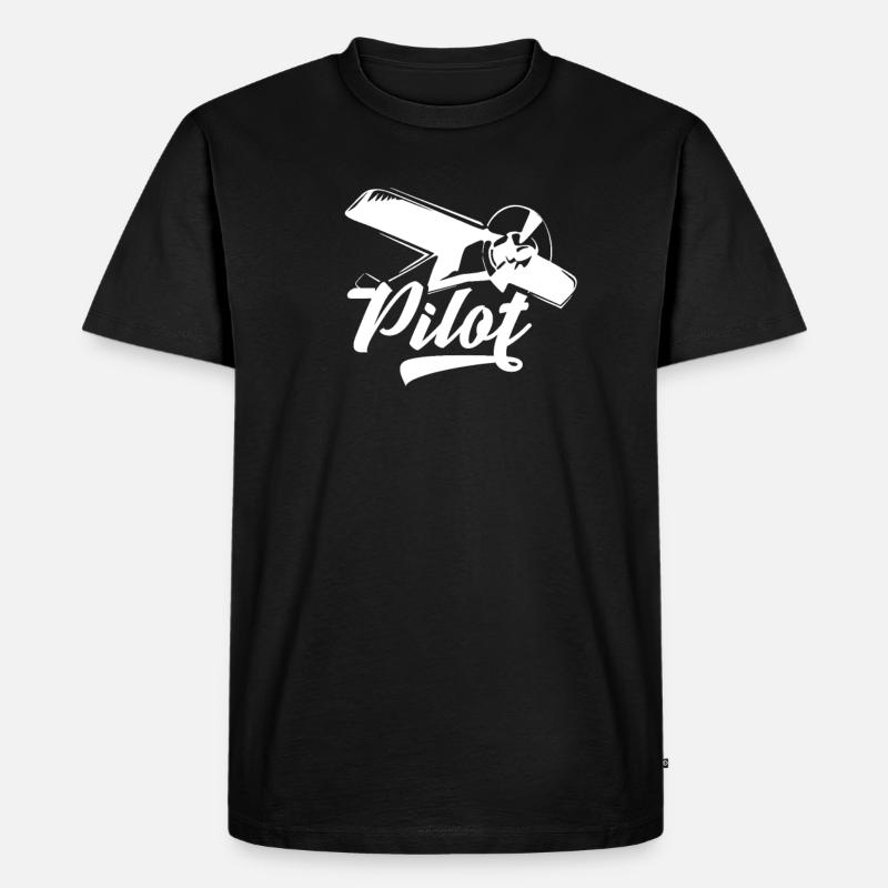 Pilot - Männer Premium Bio T-Shirt - Schwarz