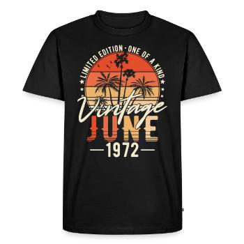 June 1972 Vintage Vintage Birthday Gift - Men's Premium Organic T-Shirt - black - Front - Nico (187cm)