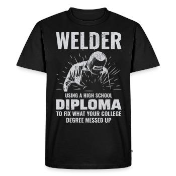 Soudeur Métal Construction Ferronnerie - T-shirt Premium bio Homme - noir - Devant - Nico (187cm)