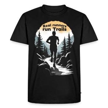Real Runners Run Trails - Trail Running - T-shirt Premium bio Homme - noir - Devant - Nico (187cm)