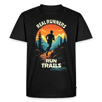 Real Runners Run Trails - Trail Running - T-shirt Premium bio Homme - noir - Devant - Nico (187cm)