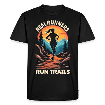 Real Runners Run Trails - Trail Running - T-shirt Premium bio Homme - noir - Devant - Nico (187cm)