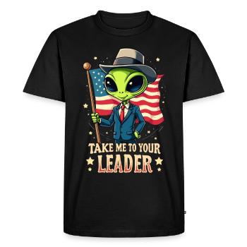 Alien Take Me To Your Leader USA Patriot - T-shirt Premium bio Homme - noir - Devant - Nico (187cm)