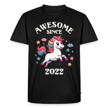 Awesome Since 2022 - Kids Birthday Unicorn - Men's Premium Organic T-Shirt - black - Front - Nico (187cm)