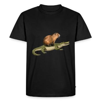 Capybara Alligator - T-shirt Premium bio Homme - noir - Devant - Nico (187cm)