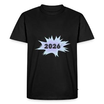 Bulle 2026 - T-shirt Premium bio Homme - noir - Devant - Nico (187cm)
