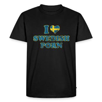 I LOVE SWEDISH PORN - T-shirt Premium bio Homme - noir - Devant - Nico (187cm)