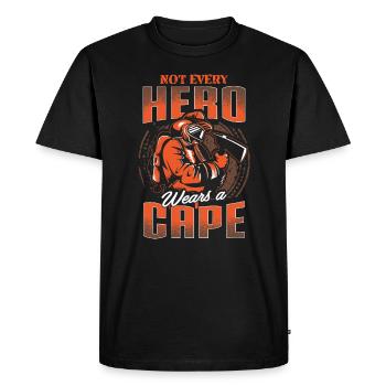 Pompier pompier Firefighter héros cadeau - T-shirt Premium bio Homme - noir - Devant - Nico (187cm)