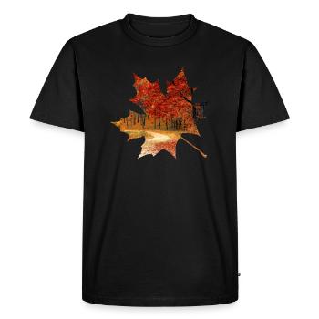 Feuillage de forêt de feuille d'érable automne - T-shirt Premium bio Homme - noir - Devant - Nico (187cm)
