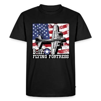 B17 Flying Fortress Bomber WW2 Avion Force aérienne - T-shirt Premium bio Homme - noir - Devant - Nico (187cm)