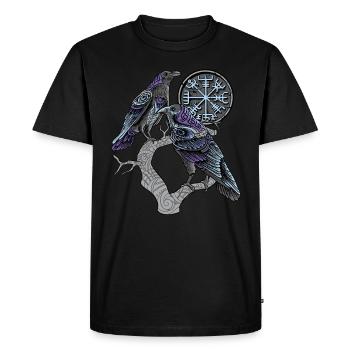 Odins Raben Shirt Wikinger keltischen Huginn Muninn - Männer Premium Bio T-Shirt - Schwarz - Vorne - Nico (187cm)