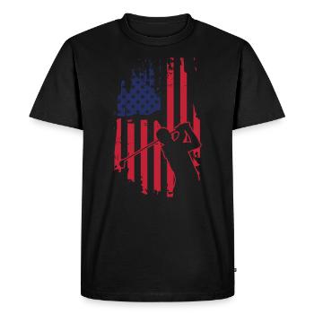 Drapeau américain disc golf tshirt hommes - T-shirt Premium bio Homme - noir - Devant - Nico (187cm)