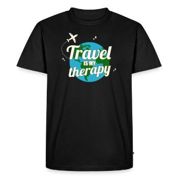 Travel est ma chemise de voyageur thérapeutique Wanderlust - T-shirt Premium bio Homme - noir - Devant - Nico (187cm)