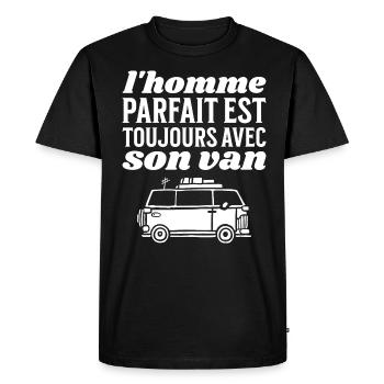 Homme Avec Van Camping Vacances D'Été - T-shirt Premium bio Homme - noir - Devant - Nico (187cm)