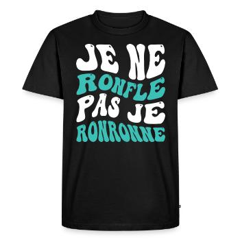 Je ne ronfle pas je ronronne - T-shirt Premium bio Homme - noir - Devant - Nico (187cm)