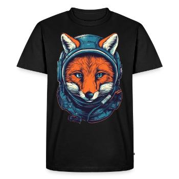 Fox Astronaut - Men's Premium Organic T-Shirt - black - Front - Nico (187cm)