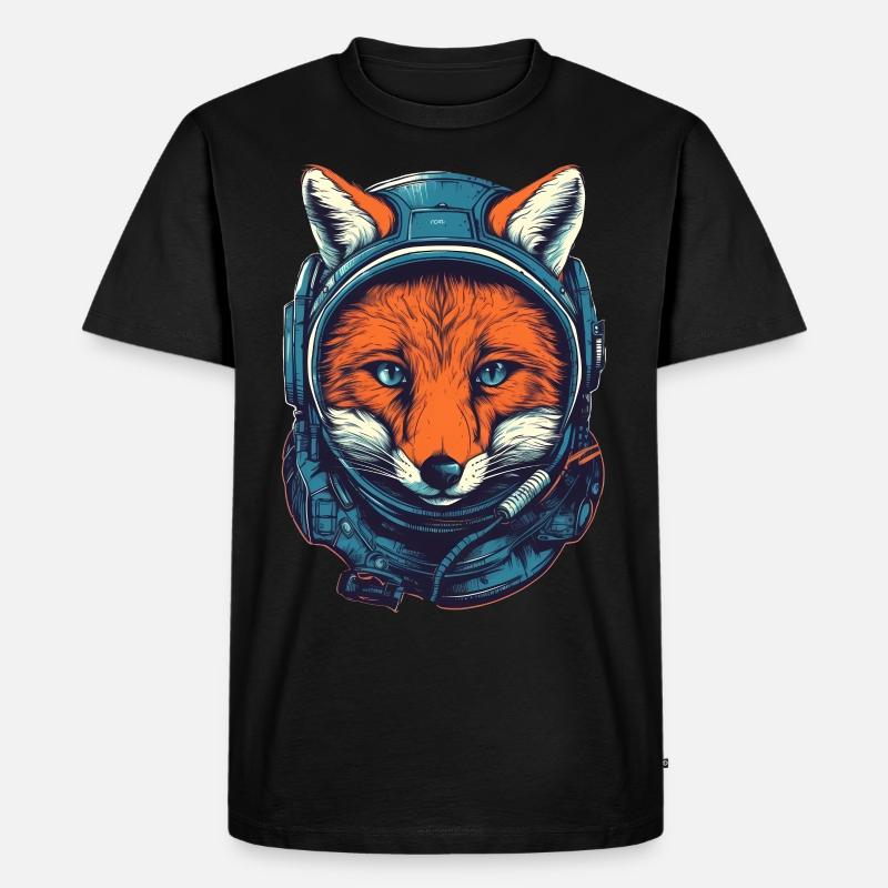 Fuchs Astronaut - Männer Premium Bio T-Shirt - Schwarz