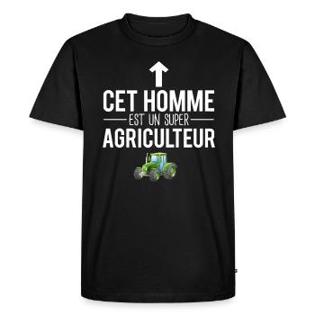 Cet homme est un super agriculteur tracteur humour - T-shirt Premium bio Homme - noir - Devant - Nico (187cm)