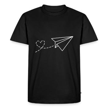 Amour de papier avion coeur - T-shirt Premium bio Homme - noir - Devant - Nico (187cm)