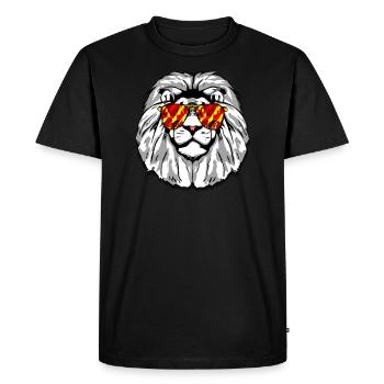 Tête de lion décontractée avec lunettes de soleil en miroir - T-shirt Premium bio Homme - noir - Devant - Nico (187cm)