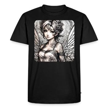 Ange mignon avec des tatouages - T-shirt Premium bio Homme - noir - Devant - Nico (187cm)
