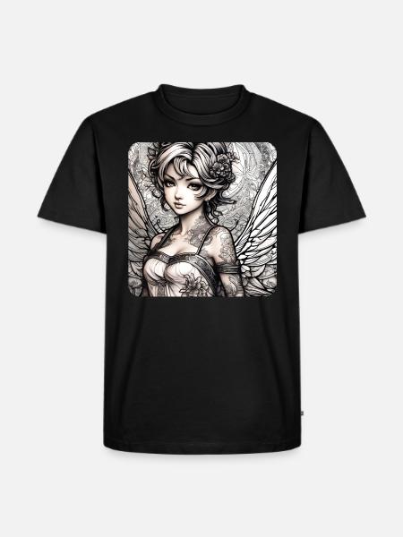 Cute angel with tattoos - Men's Premium Organic T-Shirt - black