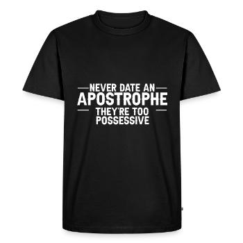 Never Date An Apostrophe, They’re Too Possessive 3 - T-shirt Premium bio Homme - noir - Devant - Nico (187cm)