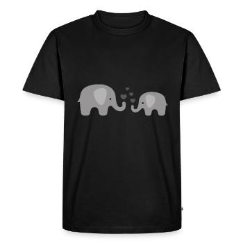 Sweet elephant baby and mom with hearts - Men's Premium Organic T-Shirt - black - Front - Nico (187cm)