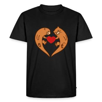 Otter with heart - Men's Premium Organic T-Shirt - black - Front - Nico (187cm)