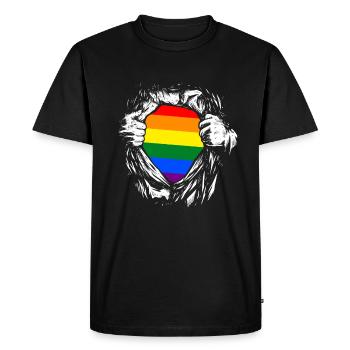 Supergay Gay Pride LGBT LGBTQ Q Queer cadeau - T-shirt Premium bio Homme - noir - Devant - Nico (187cm)