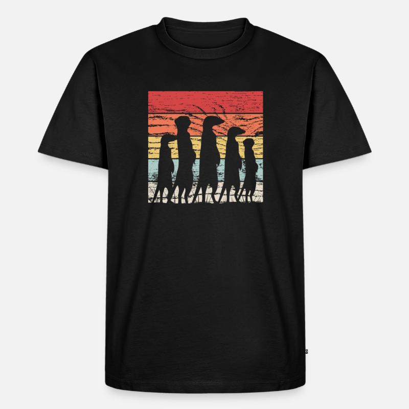 Retro Erdmännchen Surikate - Männer Premium Bio T-Shirt - Schwarz