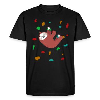 Mur de blocs d'escalade paresseux colorés - T-shirt Premium bio Homme - noir - Devant - Nico (187cm)