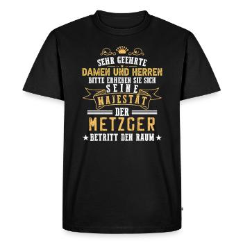 Seine Majestät Der Metzger Betritt Den Raum - Männer Premium Bio T-Shirt - Schwarz - Vorne - Nico (187cm)