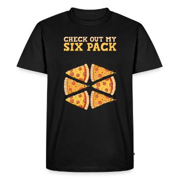Abdominal Muscles Pizza Chef Gym Sixpack - Men's Premium Organic T-Shirt - black - Front - Nico (187cm)