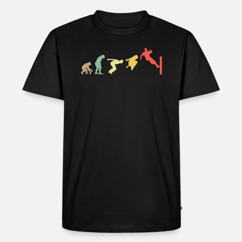 Retro Parkour Evolution - Männer Premium Bio T-Shirt - Schwarz