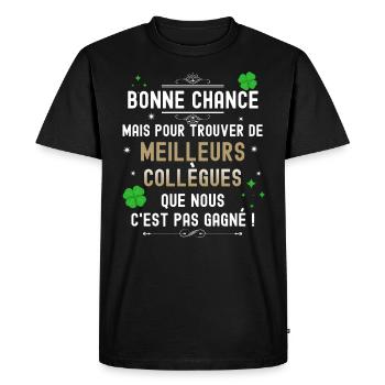 Collègue Annonce homme et femme - T-shirt Premium bio Homme - noir - Devant - Nico (187cm)