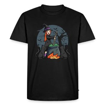 Sorcière avec bouilloire - T-shirt Premium bio Homme - noir - Devant - Nico (187cm)