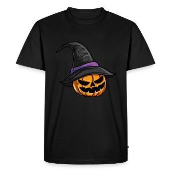 Pumpkin Witch Hat - Men's Premium Organic T-Shirt - black - Front - Nico (187cm)