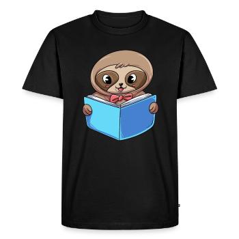 Livre de lecture de paresseux - T-shirt Premium bio Homme - noir - Devant - Nico (187cm)