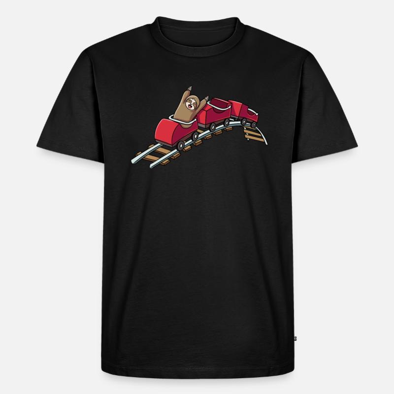 Faultier Achterbahn - Männer Premium Bio T-Shirt - Schwarz