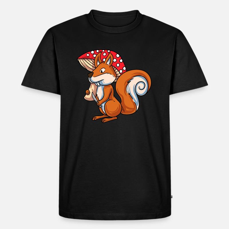 Eichhörnchen Pilz - Männer Premium Bio T-Shirt - Schwarz