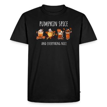 Pumpkin Autumn Coffee Mug - Men's Premium Organic T-Shirt - black - Front - Nico (187cm)