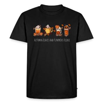 Pumpkin Autumn Coffee Mug - Men's Premium Organic T-Shirt - black - Front - Nico (187cm)