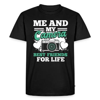 Photographe Photo Cameraman - T-shirt Premium bio Homme - noir - Devant - Nico (187cm)