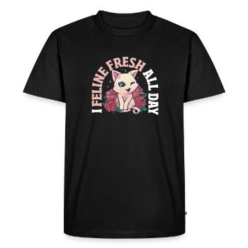 Spring Cat Pet Funny Kitty Feline Strong - Men's Premium Organic T-Shirt - black - Front - Nico (187cm)