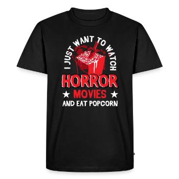 Horror Movies Horror Movie Lovers Popcorn - Men's Premium Organic T-Shirt - black - Front - Nico (187cm)